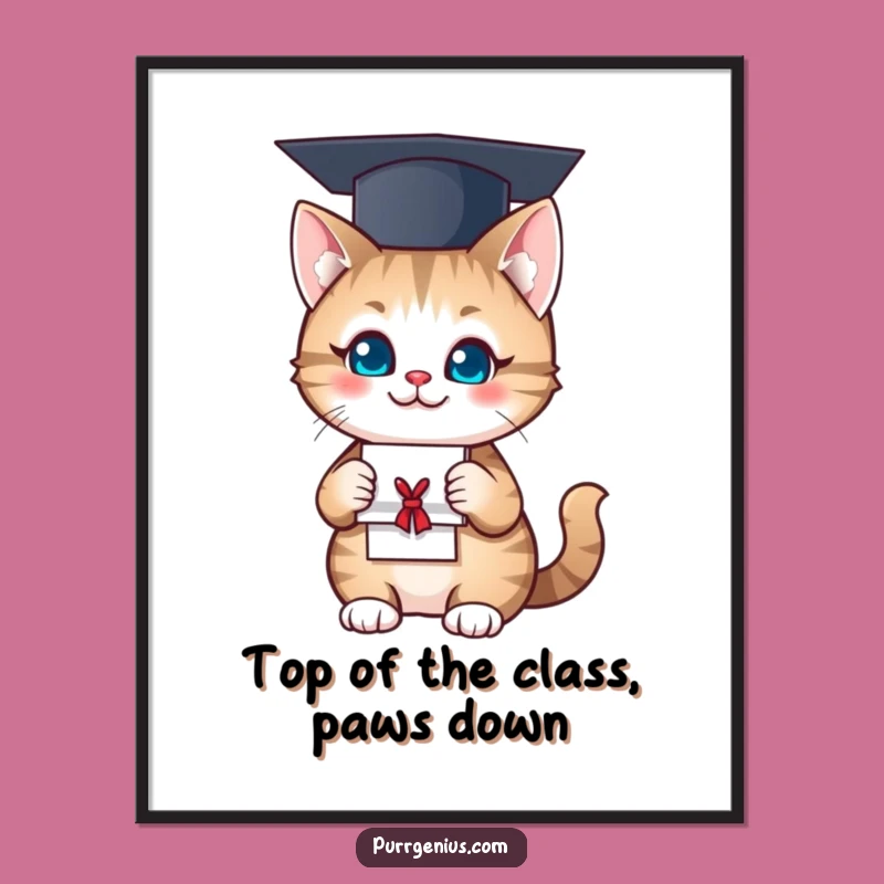 Free Printable Wall Art: Grad Cat, Funny Downloadable Decor for Smart Spaces