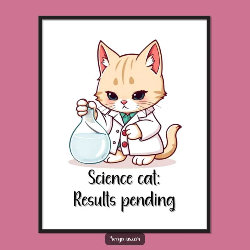 Free Printable Wall Art: Scientist Cat, Funny Downloadable Decor for Clever Spaces
