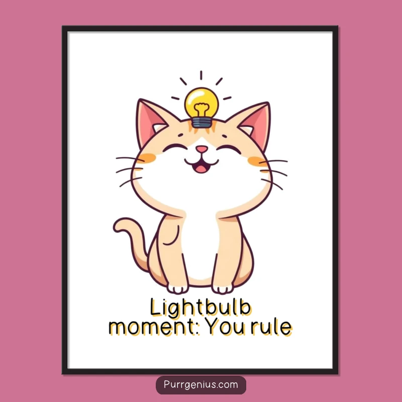 Free Printable Wall Art: Lightbulb Cat, Funny Downloadable Decor for Creative Spaces