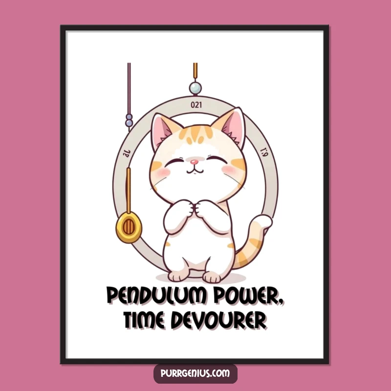 Funny Free Printable Cat Time Wall Art - Playful Pendulum Downloadable Decor