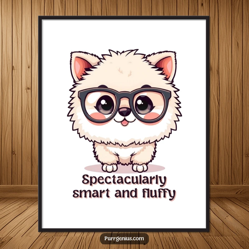 Funny Free Printable Wall Art: A fluffy animal character wearing oversized spectacles, exuding intelligence and quirky charm.