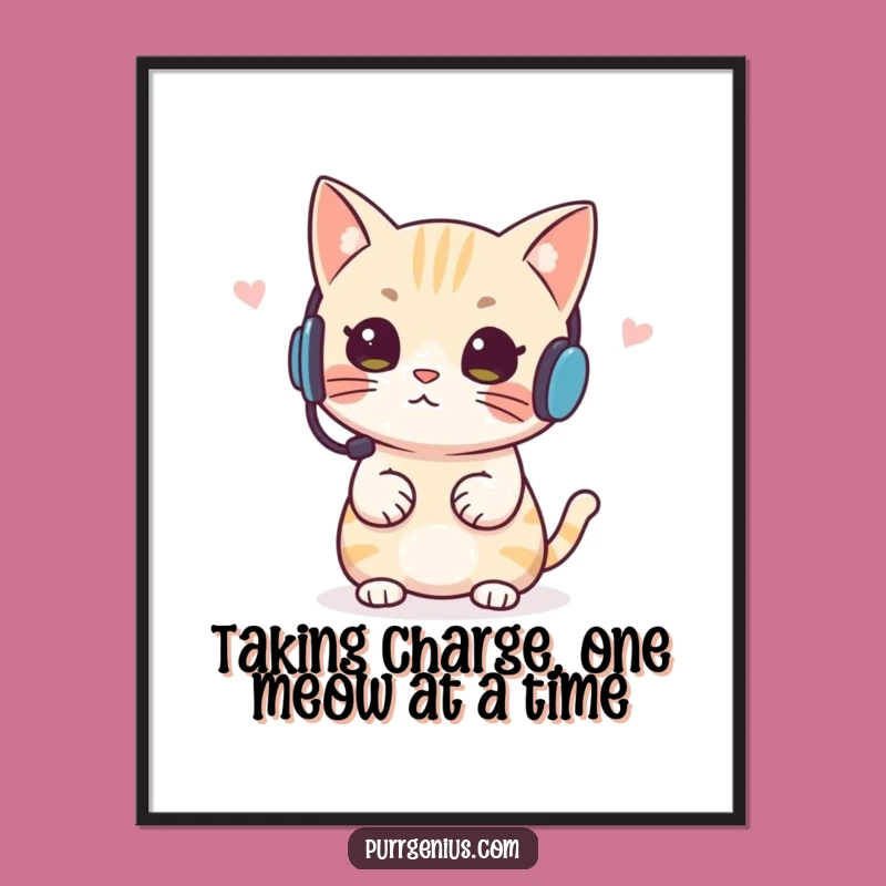 Free Printable Wall Art: Boss Cat Headset Downloadable Art for Driven Spaces