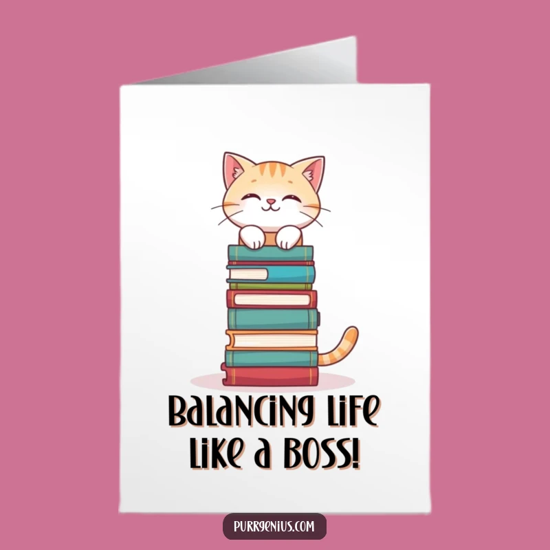Free Printable Bookworm Cat Birthday Card - Funny Downloadable Gift for Readers