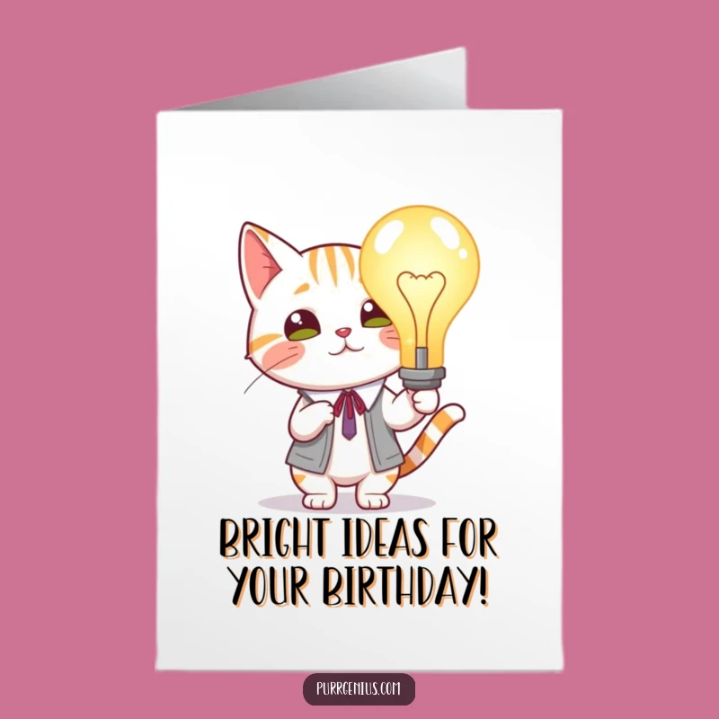Bright Idea Free Printable Birthday Card: Smart Cat Downloadable Gift
