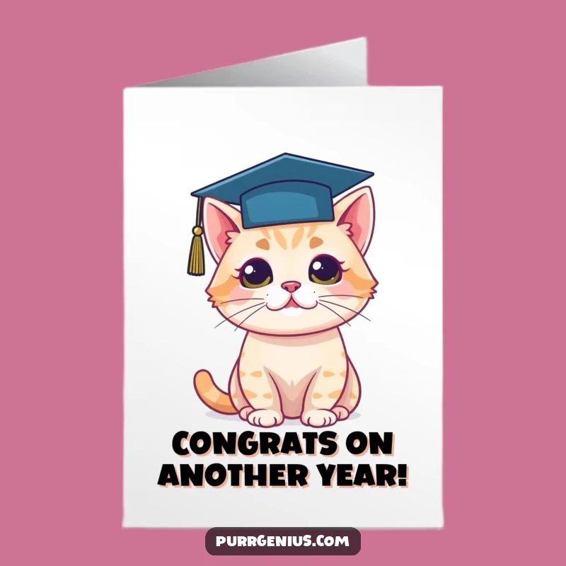 Free Printable Birthday Card: Grad Cat in Cap Funny Smarty-Pants Downloadable Gift