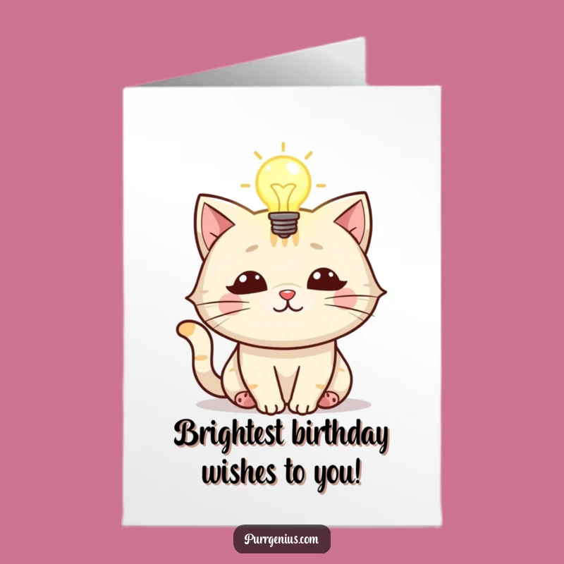 Free Printable Birthday Card: Bright Idea Cat, Funny Downloadable Gift for Inspirations