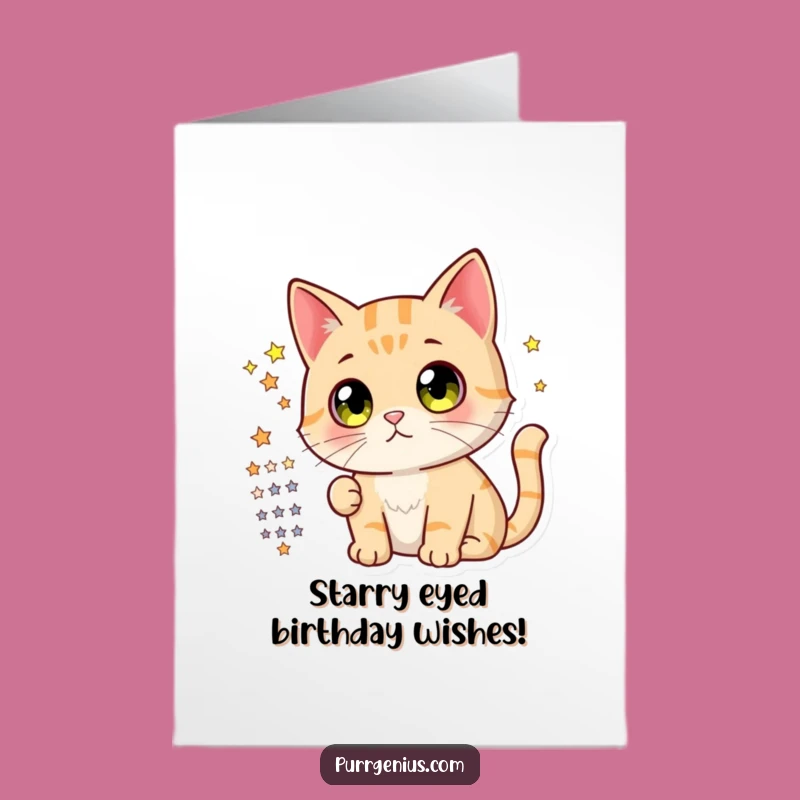 Free Printable Birthday Card: Curious Cat Star Gazer Funny Downloadable Gift