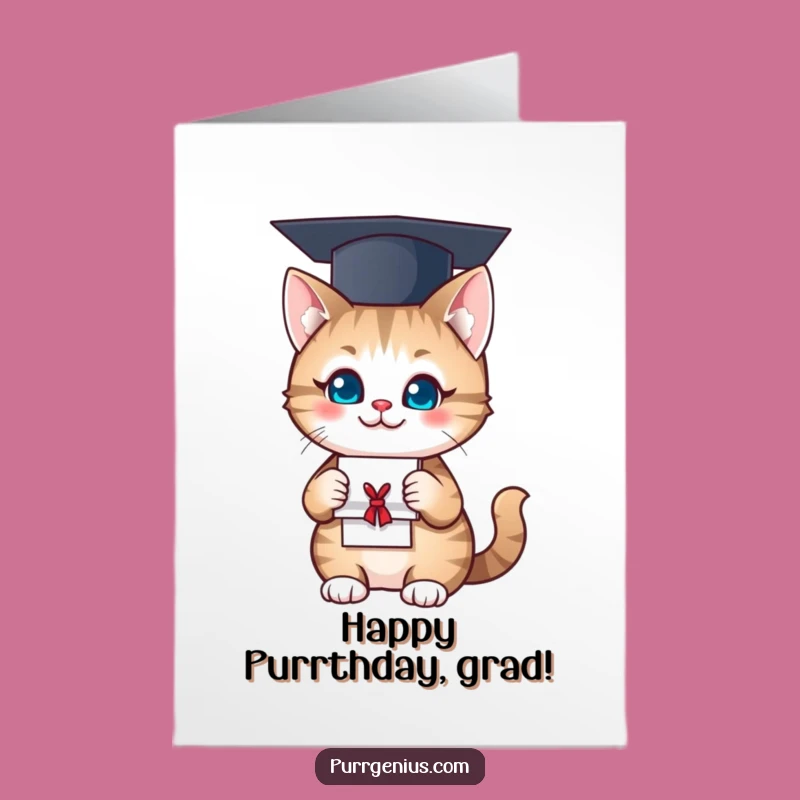 Free Printable Birthday Card: Grad Cat, Funny Downloadable Gift for Smarty Pants
