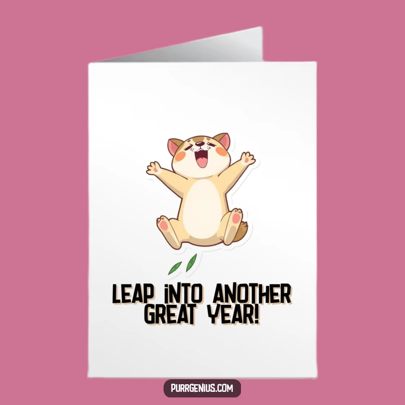 Free Printable Birthday Card: Leaping Animal Excitement - Funny Downloadable Gift