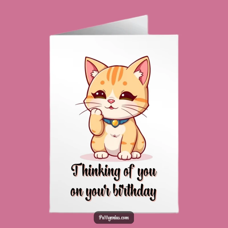 Free Printable Birthday Card: Pondering Cat - Wise & Funny Downloadable Gift