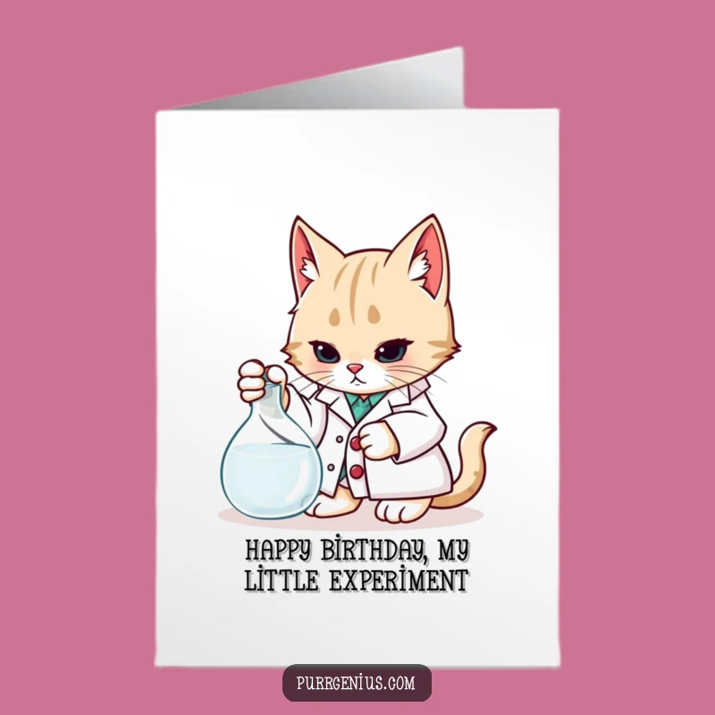 Free Printable Birthday Card: Scientist Cat, Funny Downloadable Gift for Curious Souls