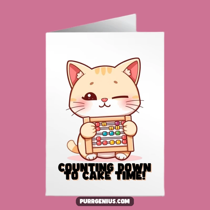 Free Printable Birthday Card: Winking Abacus Cat, Funny Number-Crunching Downloadable Gift