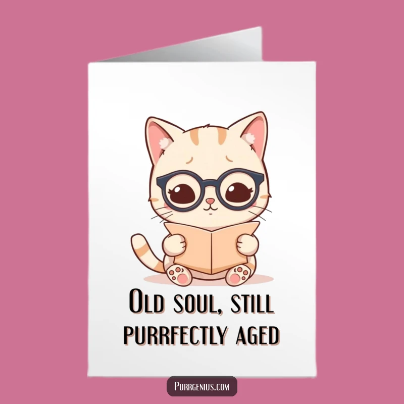Free Printable Kawaii Cat Scholar Birthday Card: Funny Downloadable Gift for Wise Ones