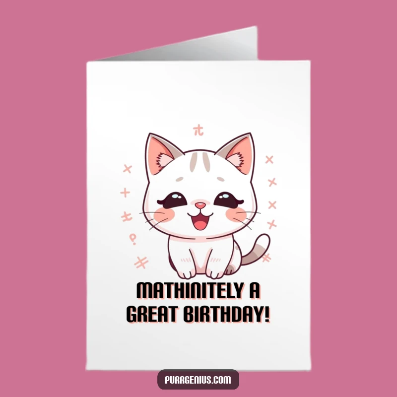Free Printable Kawaii Math Cat Birthday Card: Hilarious Equations for Nerdy Cheer!
