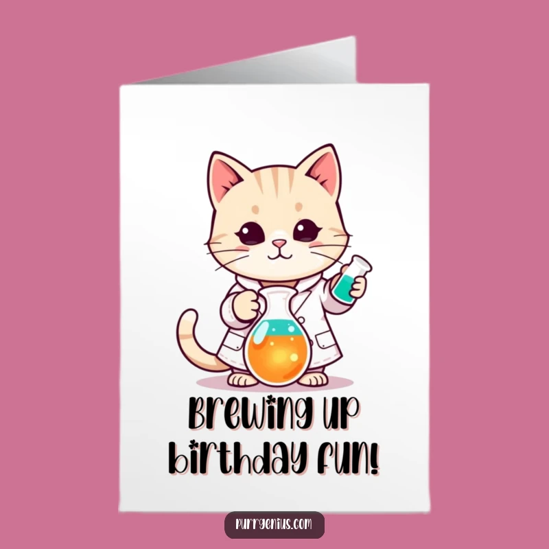 Free Printable Scientist Cat Birthday Card - Funny Downloadable DIY Gift