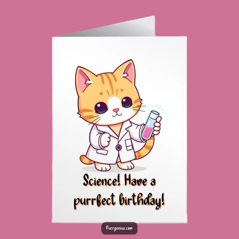 Free Printable Funny Birthday Card: Sci-Fi Cat Scientist - Hilarious Downloadable Gift