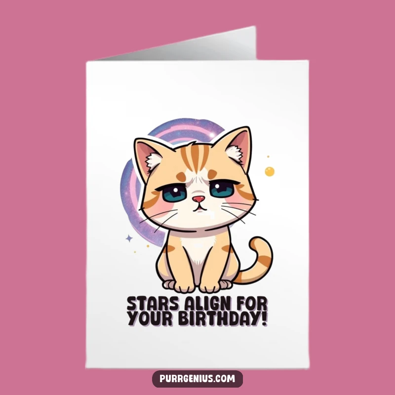 Free Printable Funny Cat Galaxy Birthday Card - Cosmic Humor Downloadable Gift