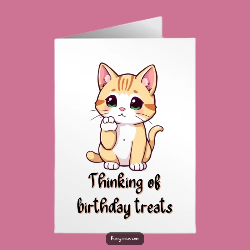 Free Printable Birthday Card: Thinking Cat Pondering Funny Gift