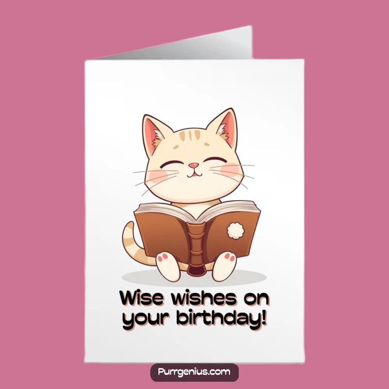 Free Printable Funny Cat Wisdom Birthday Card - Enlightened Knowledge Downloadable Gift