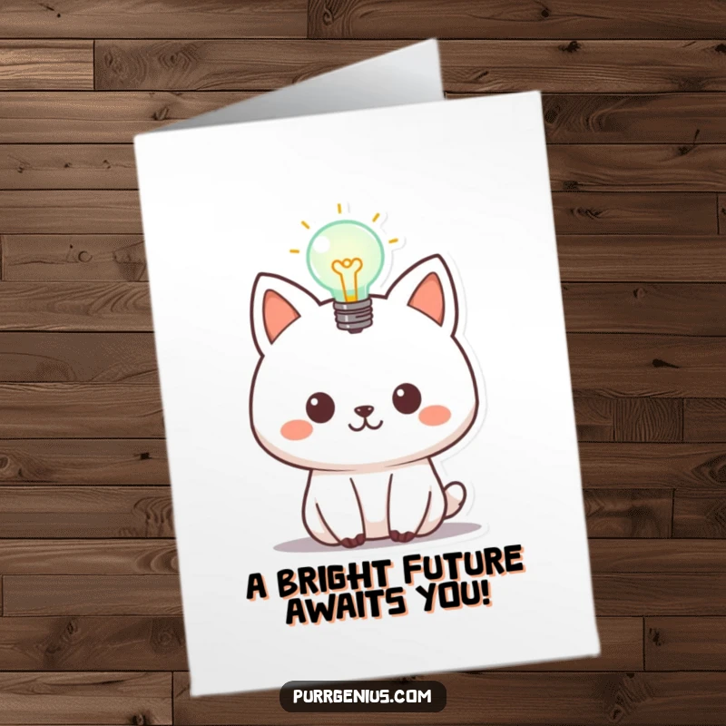 Funny Free Printable Congratulations Card: An animal character has a lightbulb appear overhead, symbolizing a moment of genius.