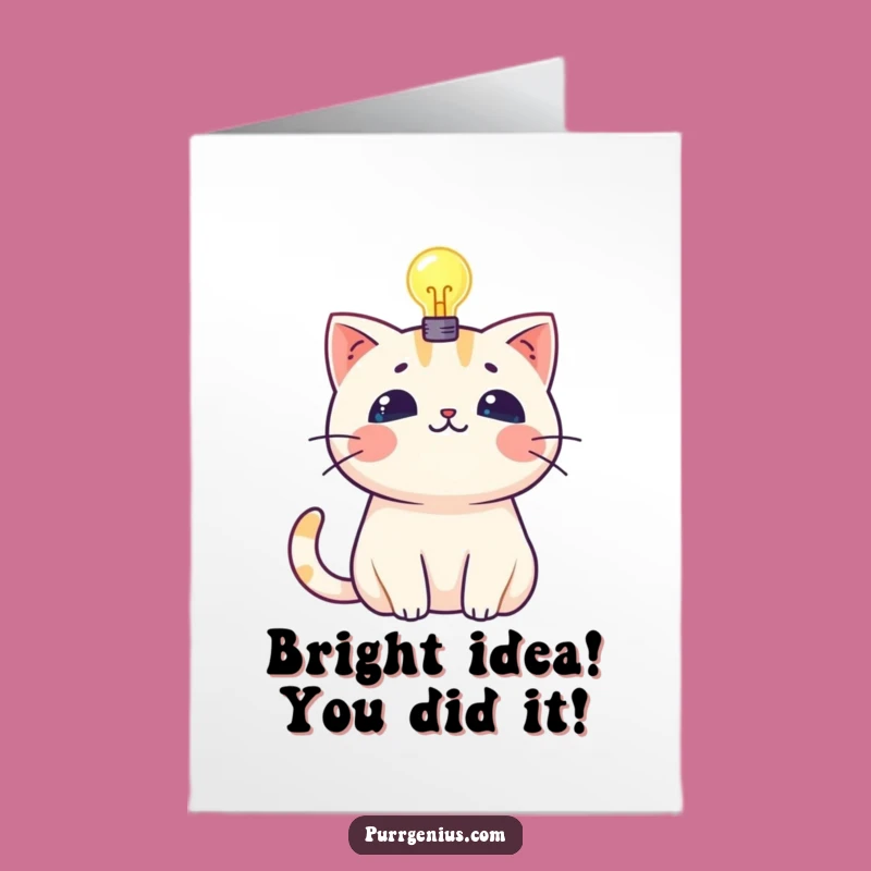 Free Printable Kawaii Cat Idea Congrats Card: Funny Downloadable Gift for Bright Minds