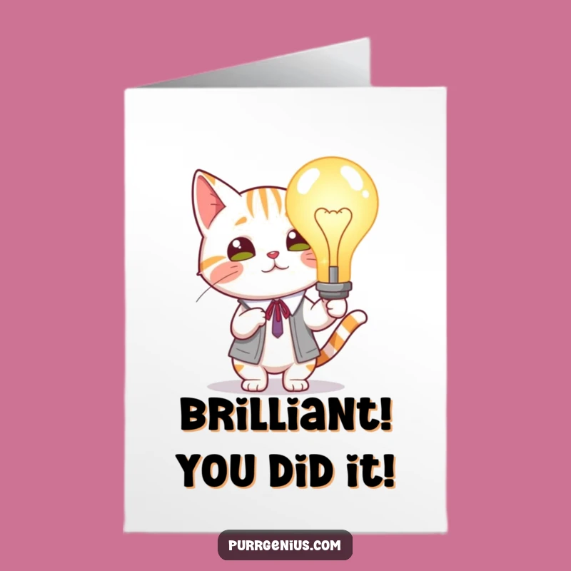 Congrats Free Printable Card: Smart Cat's Lightbulb Moment Downloadable