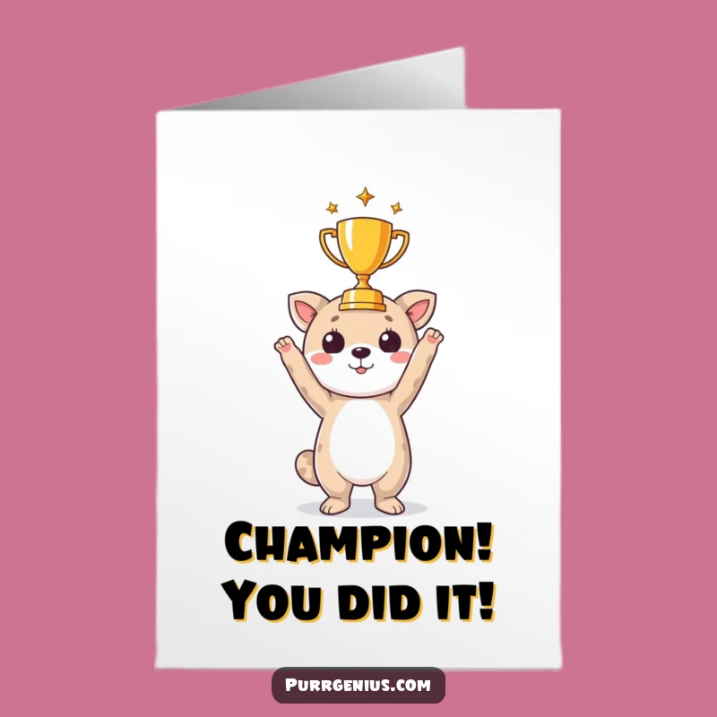 Free Printable Congrats Card: Animal Trophy Winner Celebrate Downloadable