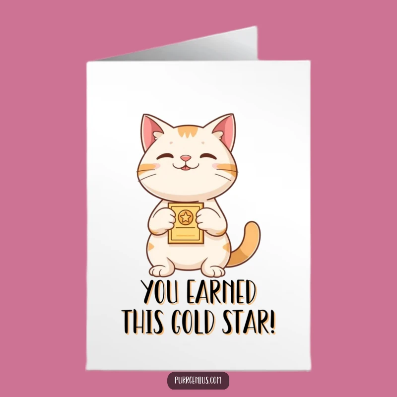 Free Printable Congrats Card: Award-Presenting Cat, Celebrate Success with Funny Downloadable Gift
