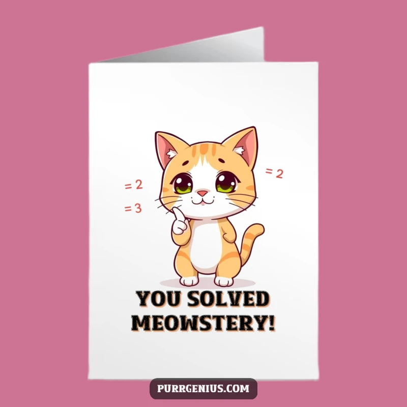 Free Printable Congrats Card: Equation Cat Master, Ideal Downloadable Gift!