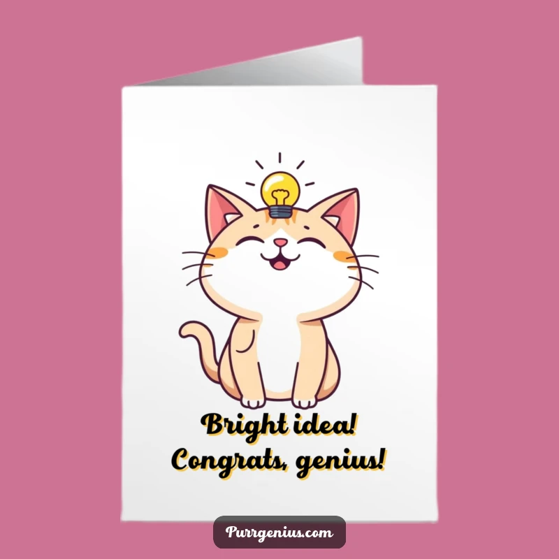 Free Printable Congrats Card: Idea Cat, Funny Downloadable Gift for Brainstorms