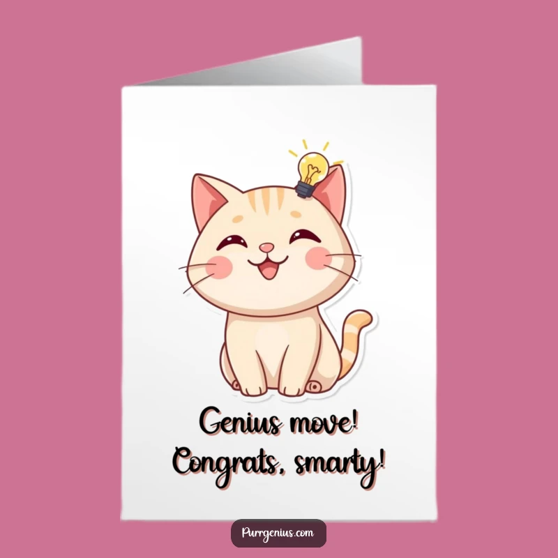 Free Printable Congrats Card: Lightbulb Cat, Celebrate Ideas with Funny Downloadable Gift