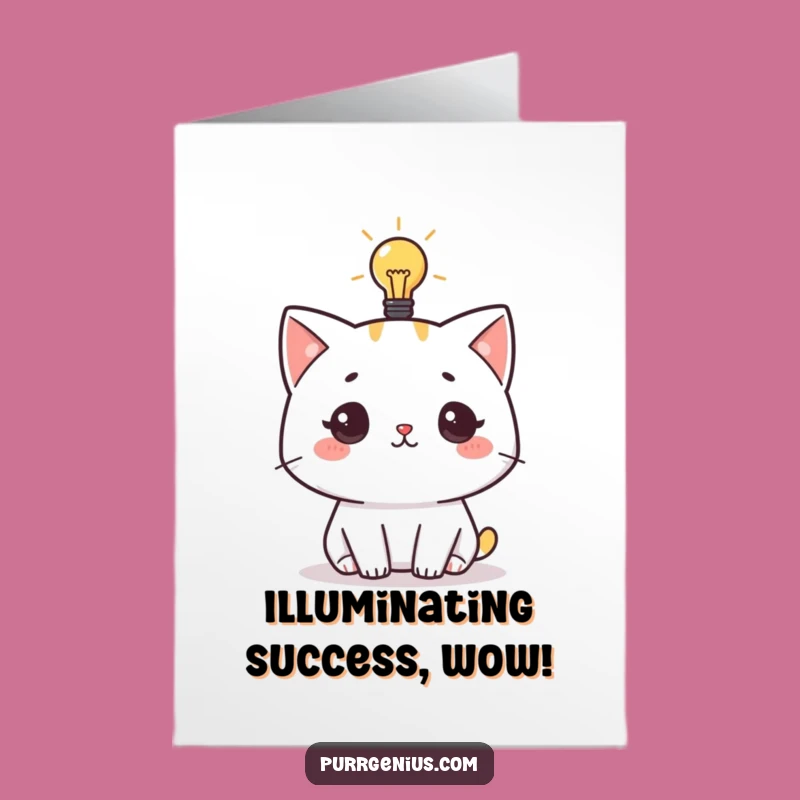 Free Printable Congrats Card: Lightbulb Cat Genius, Ideal Downloadable Gift!