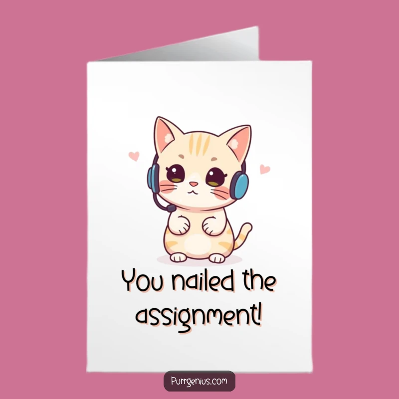 Free Printable Congrats Card: Manager Cat Downloadable Gift for Success