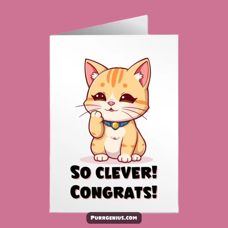Free Printable Congrats Card: Pondering Cat - Wise & Funny Downloadable Gift