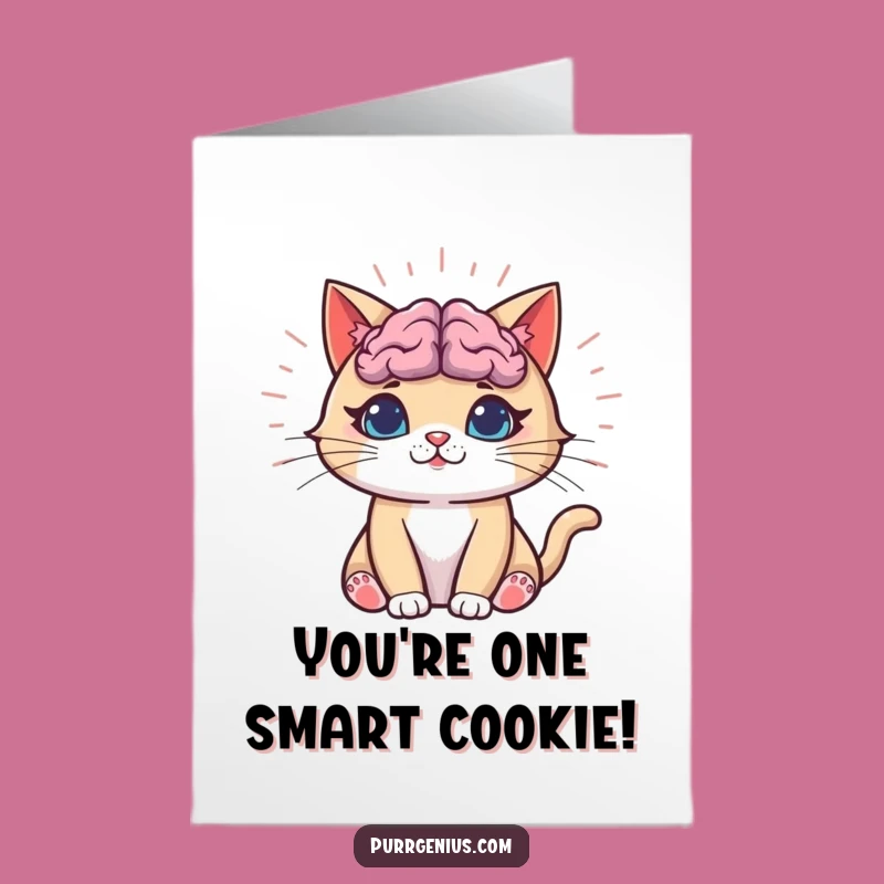Free Printable Congrats Card: Smart Cat Brain Genius Downloadable Gift