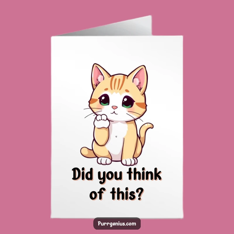 Free Printable Congrats Card: Thinking Cat Pondering Funny Downloadable Gift
