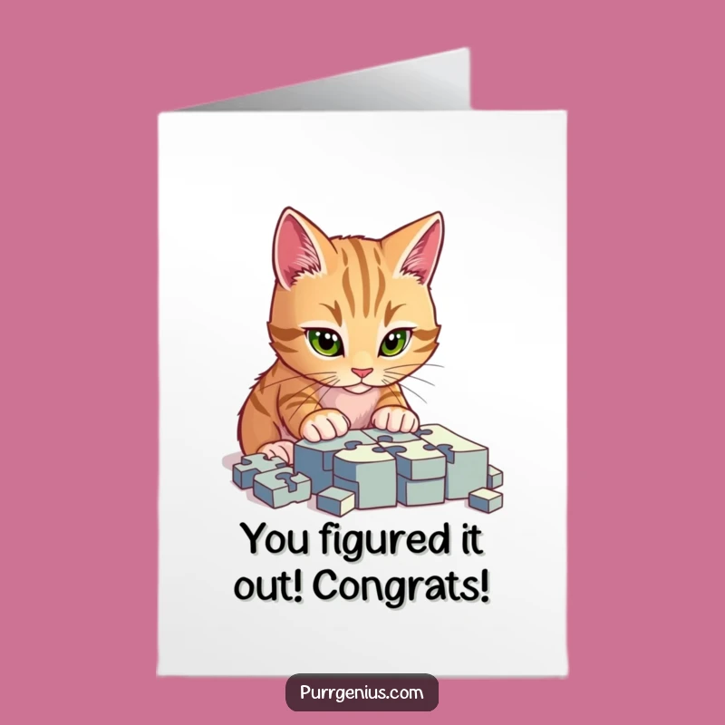 Free Printable Funny Cat Puzzle Congrats Card - Clever Downloadable Gift