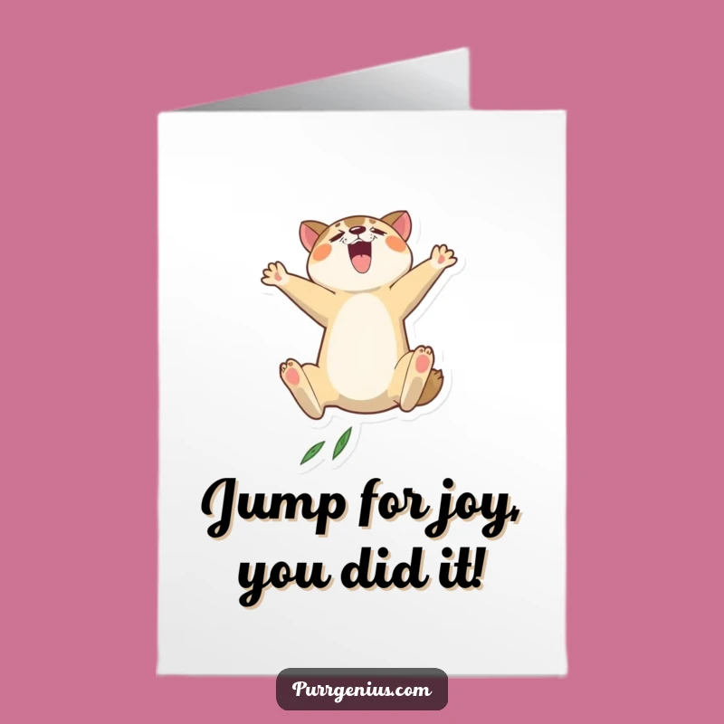 Free Printable Congrats Card: Exhilarating Leap Animal - Funny Downloadable Success