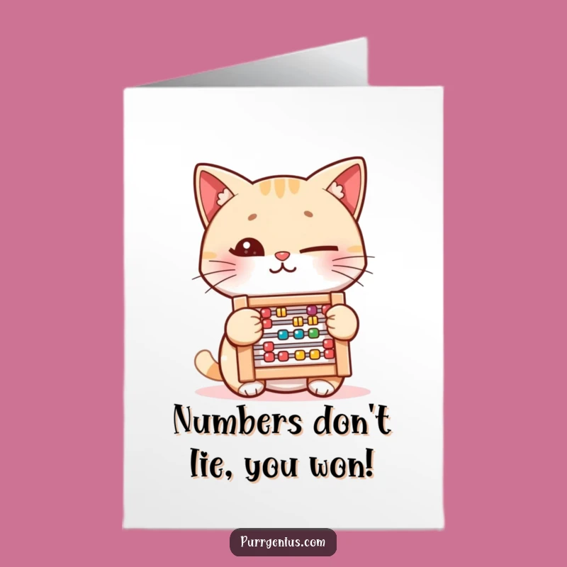 Free Printable Congrats Card: Winking Abacus Cat, Celebrate Wins with Funny Downloadable Gift