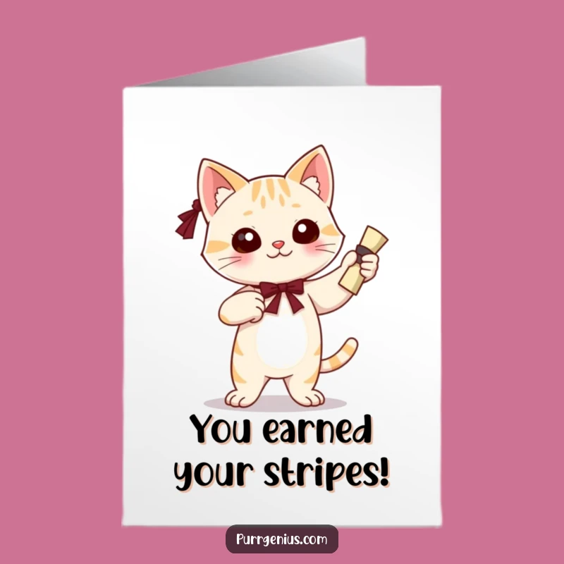 Free Printable Congrats Card: Grad Cat Character, Funny Downloadable Design for Academic Success