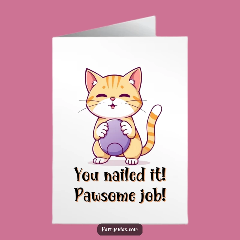 Free Printable Funny Cat Congratulations Card: Clever Trick Cat, Amazing DIY Downloadable Gift