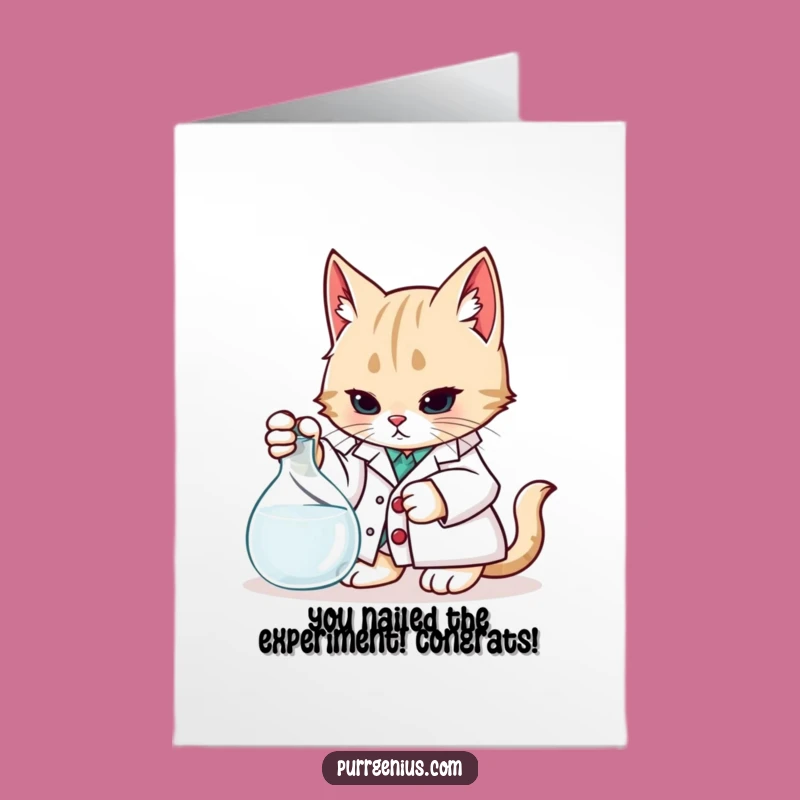 Free Printable Congrats Card: Lab Cat, Funny Downloadable Gift for Discoveries