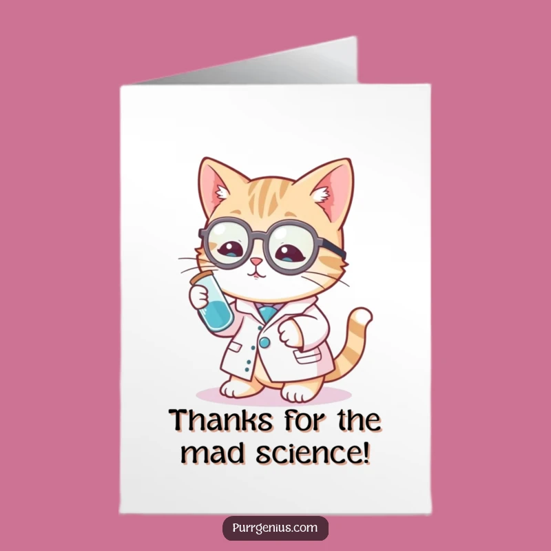 Free Printable Funny Cat Scientist Thank You Card - DIY Downloadable Gift