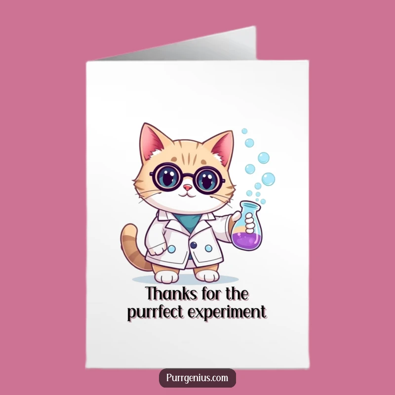 Free Printable Funny Cat Scientist Thank You Card - Express Gratitude with Downloadable Humor