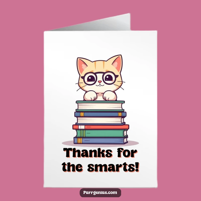 Free Printable Funny Cat Thank You Card: Studious Feline Gratitude Downloadable Gift