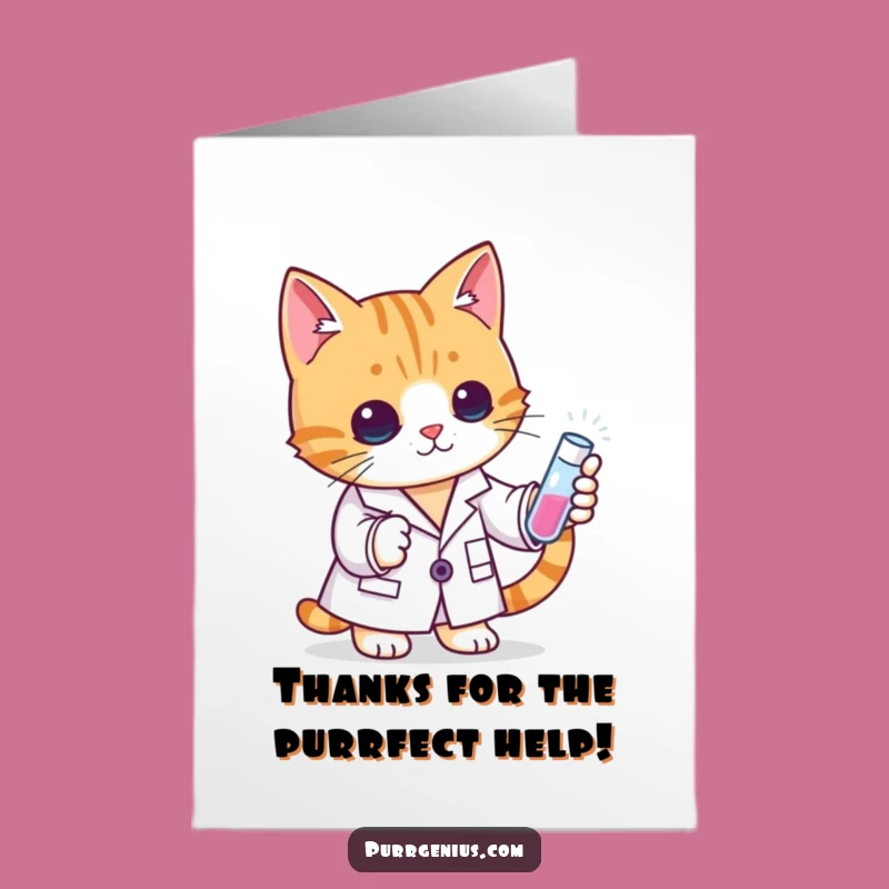 Free Printable Funny Thank You Card: Cat Scientist - Grateful Downloadable Gift