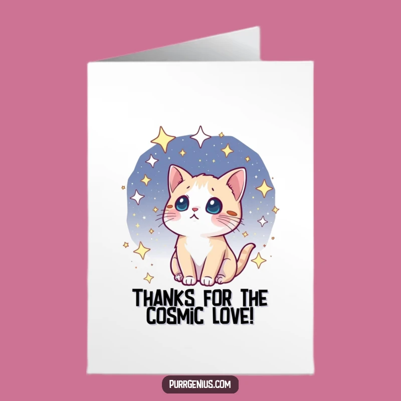 Free Printable Kawaii Star Cat Thank You Card: Express Gratitude to the Stars!