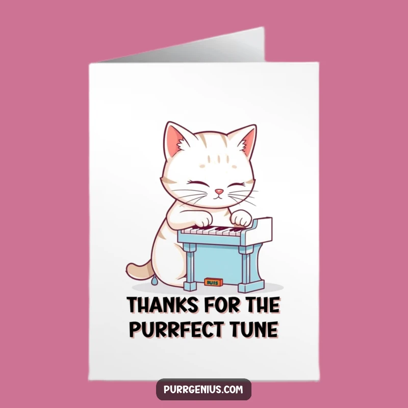 Free Printable Thank You Card: Cat Pianist Expresses Gratitude - Funny Downloadable Gift