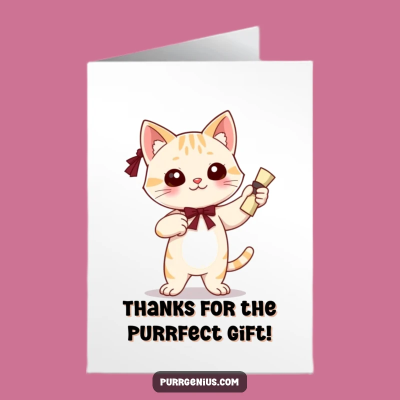 Free Printable Thank You Card: Grad Cat Character, Funny Downloadable Design for Educated Gratitude