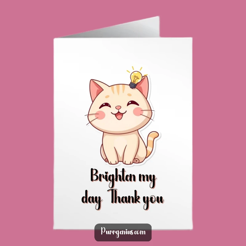 Free Printable Thank You Card: Lightbulb Cat, Thank for Ideas with Funny Downloadable Gift